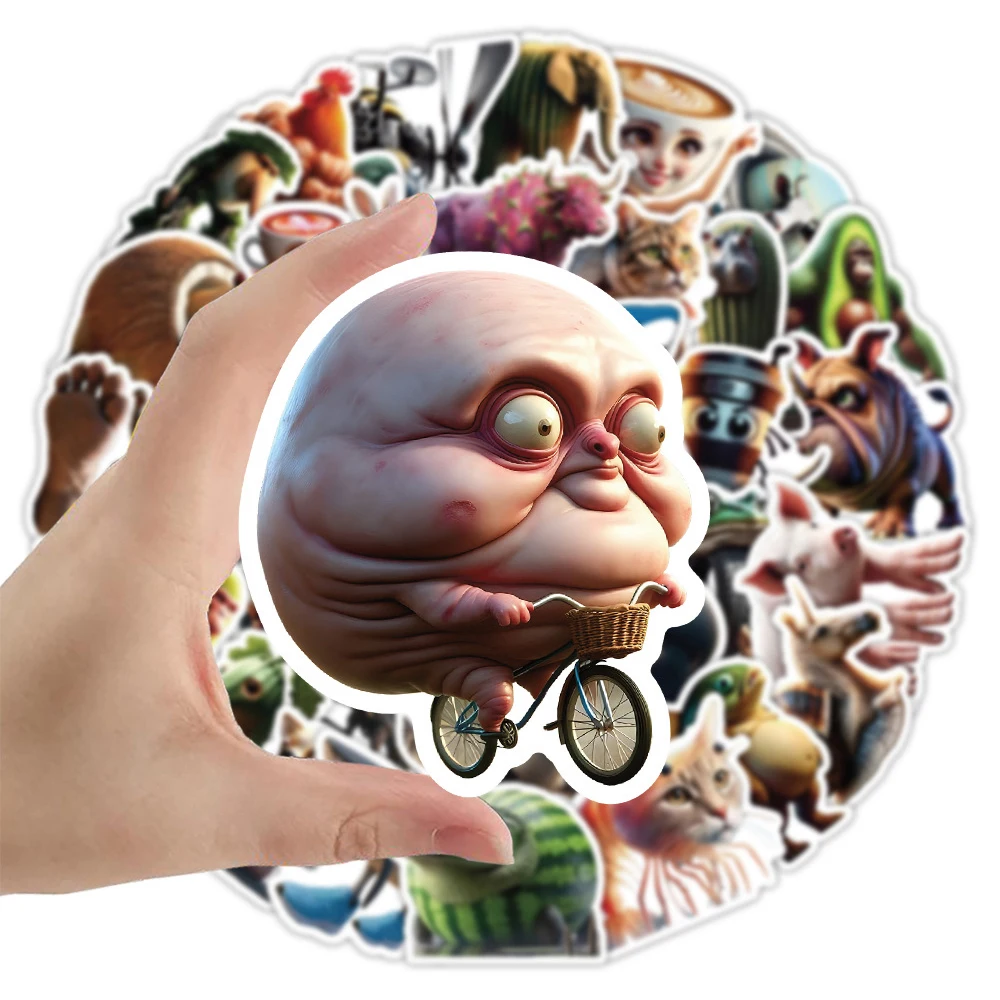 10/30/50PCS 어린이를위한 Tung Tung Tung Sahur 스티커 재미 있은 동물 AI 추상 Brainrot 추상 만화 데칼 멋진 DIY 스티커 Gi