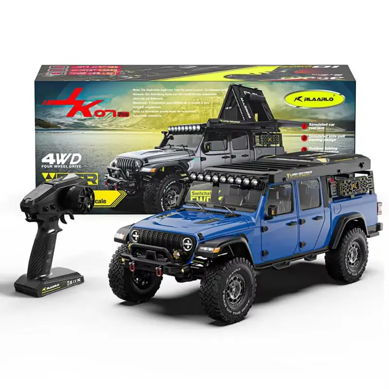 Jk07 rc simulado carro de escalada off-road com tração nas quatro rodas 1:7 modelo de carro de controle remoto elétrico bloqueio diferencial de velocidade dupla