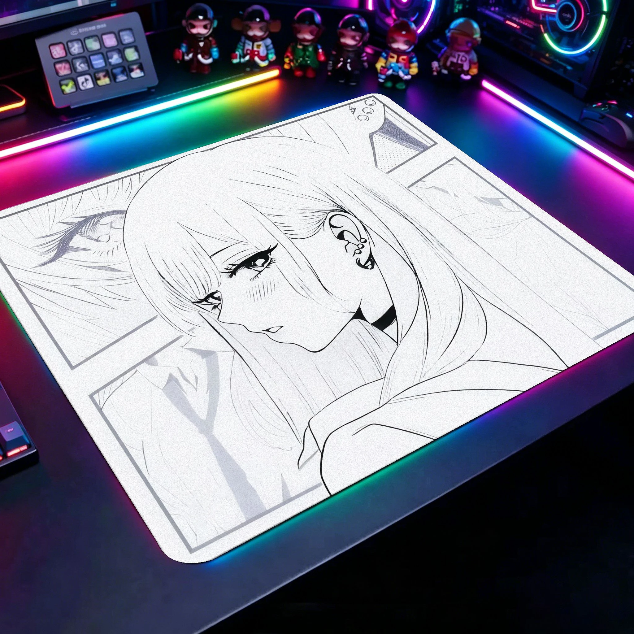 Pretty Anime Girl White Mouse Pad Non-slip Rubber Gamer Computer Mat Decoracion Deskmat Laptop Office Mousepad 18x22 40x45