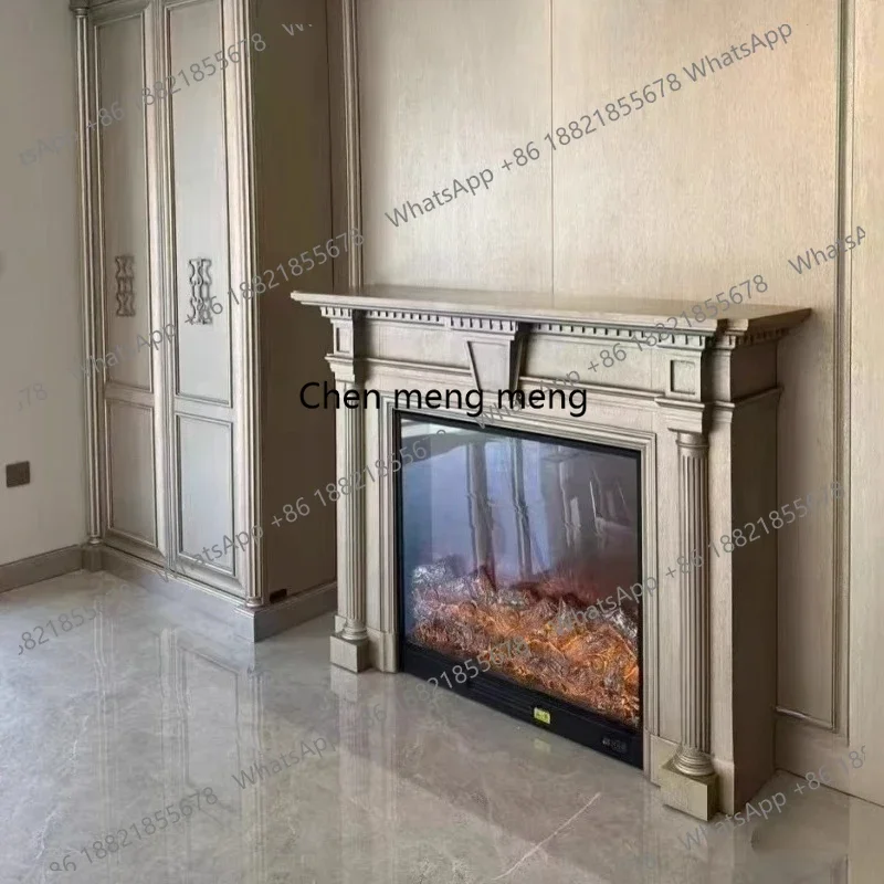 American modern fireplace living room decoration foyer entrance mantel French entrance table