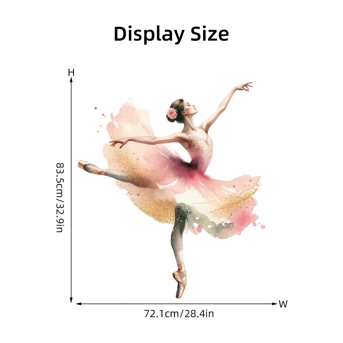 Beautiful Ballerina Girl Self-adhesive Wall Sticker Ballet Girl Dancer Art Wallpaper for Girls Room Dance Room Home Wall Decor