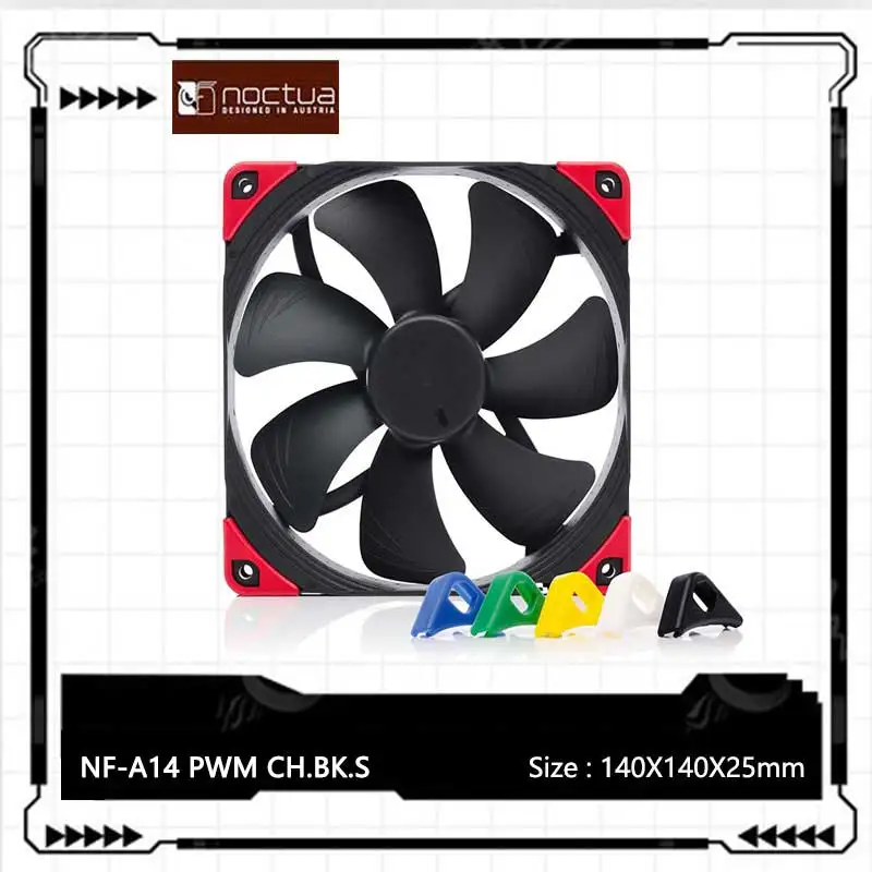 Noctua NF-A14 14cm Chassis Fan PWM SSO2 Magnetic Stable Bearing Adopt AAO Frame Aerodynamic Design Integrat ed Shock Pad