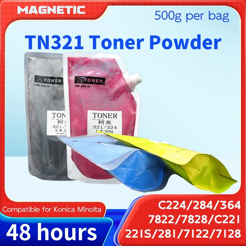 لكونيكا مينولتا 500 جرام عبوة مسحوق تلوين البشرة TN321 TN324 C224 284 364 7822 7828 221 221S 281 7122 متوافق مع خرطوشة الحبر #1