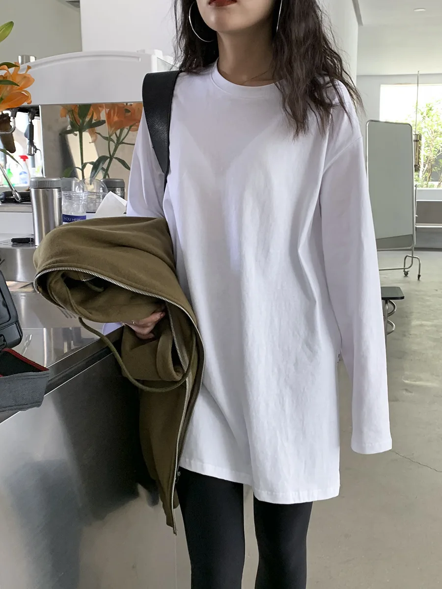 Damen Langarm-T-Shirt mit Schlitz in Unifarbe für Frühling und Herbst – Sportliches Basic-Oberteil für Frauen und Mädchen, lässiges Slim-Fit-Shirt – Detail 10