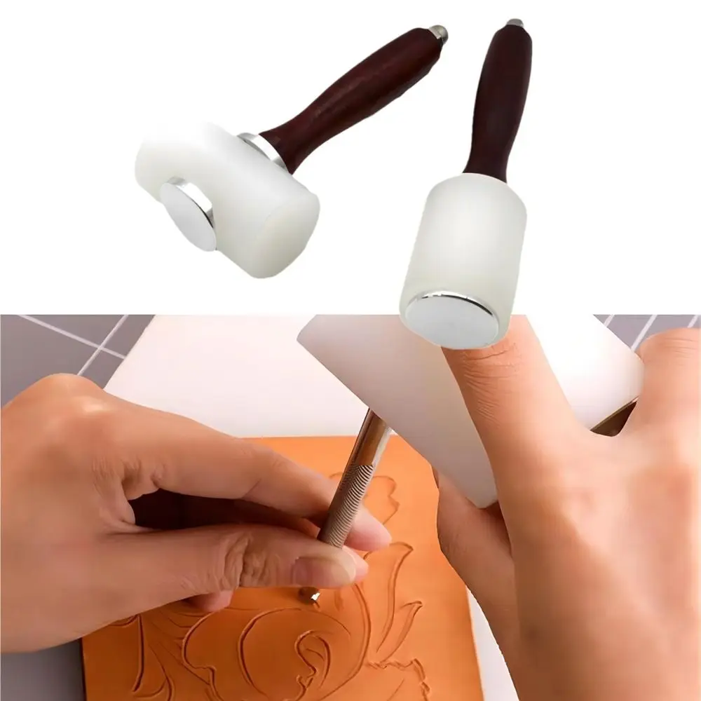 المهنية الجلود نحت المطرقة الخشب مقبض DIY أداة مطرقة أدوات حرفية اليدوية الجلود الحرفية لكمة الطباعة قرع #2