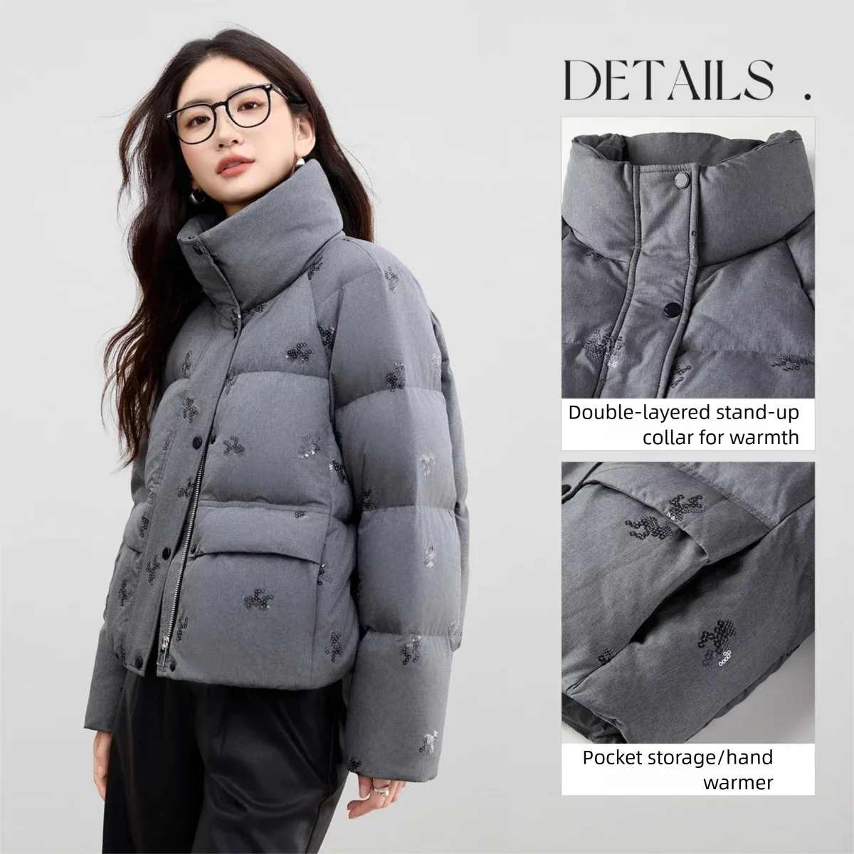 SENTUBILA hiver chaud vers le bas manteaux pour femme col montant doudoune 2025 hiver mode trajet femme vêtements W54YC2880