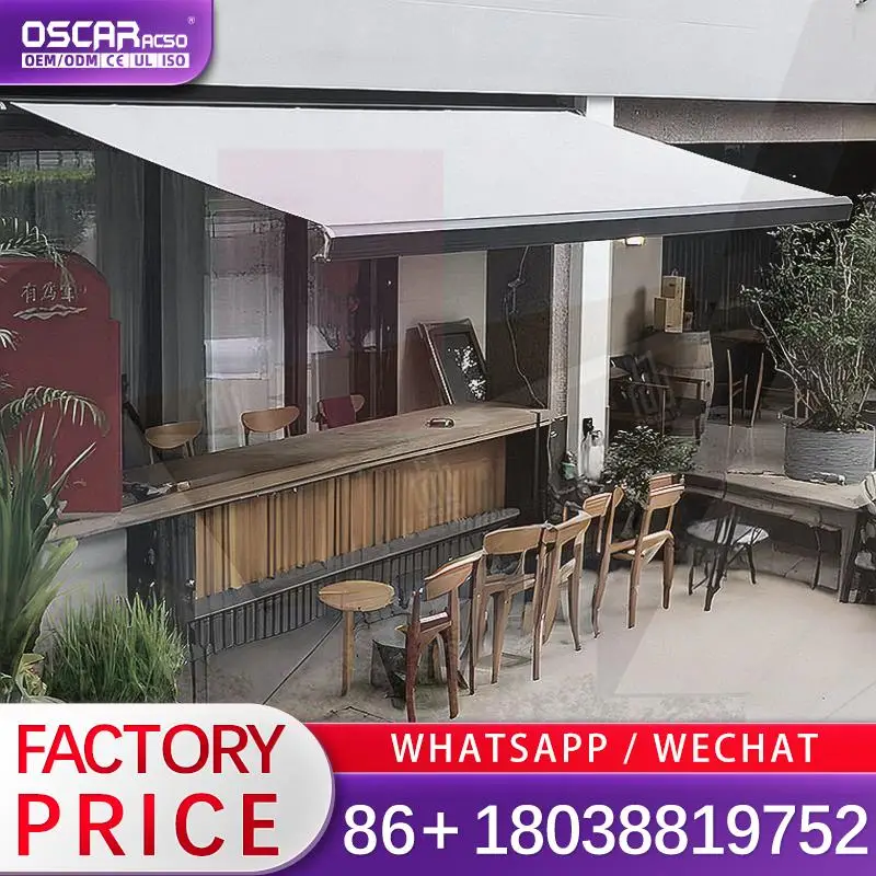 Outdoor Motorized Folding Arm  Terrace Cover Electric Remote Control Function Aluminum Alloy Structure Ideal for Garden Patio Ba