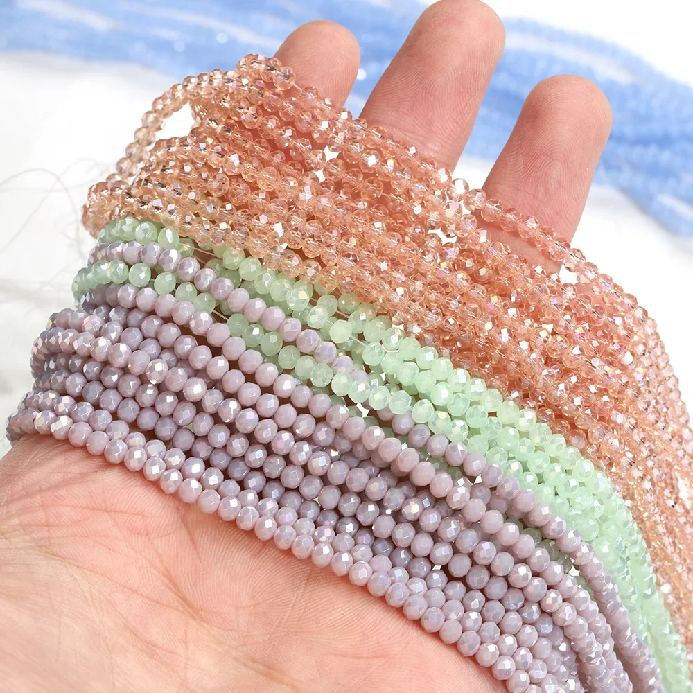 1 Strang Kristallglas-Rondellperlen, facettierte runde lose Spacer-Perlen für Schmuckherstellung, DIY-Armband- und Halskettenzubehör – Detail 6