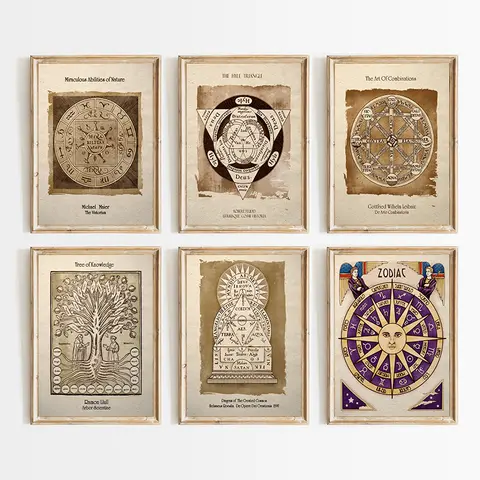 Sacred Geometry Esoteric Alchemy Posters and Prints Canvas Printing Vintage Wall Art Picture for Living Room Home Decor Gifts