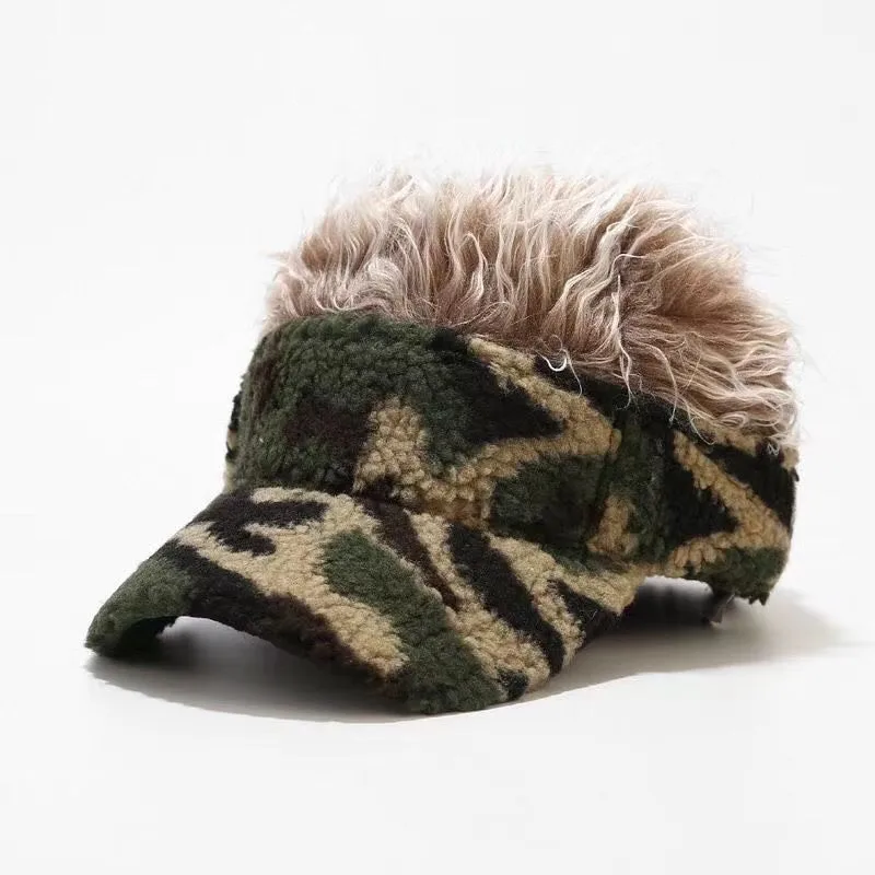 Cappello da baseball novità regolabile mimetico casual da uomo invernale Cappello decorativo antivento caldo con parrucche di capelli a spillo Cappelli Hip Ho
