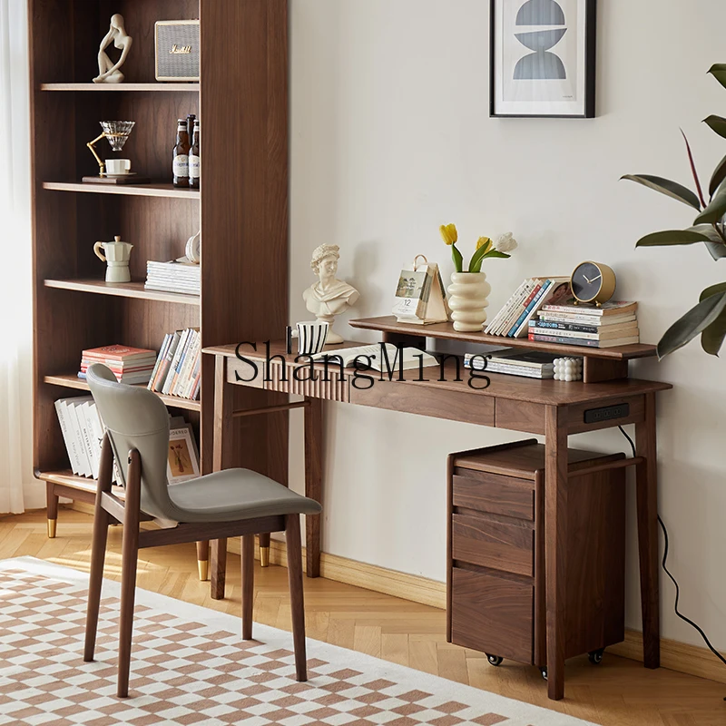 

CL light luxury solid wood desk writing desk dresser computer narrow black walnut computer