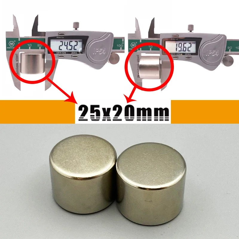 25x20mm 1/2/5/10pcs N35 Big Round Super Powerful Strong Neodymium Steel Magnet 25mm X 20mm Permanent Magnetic Imanes 25*20mm