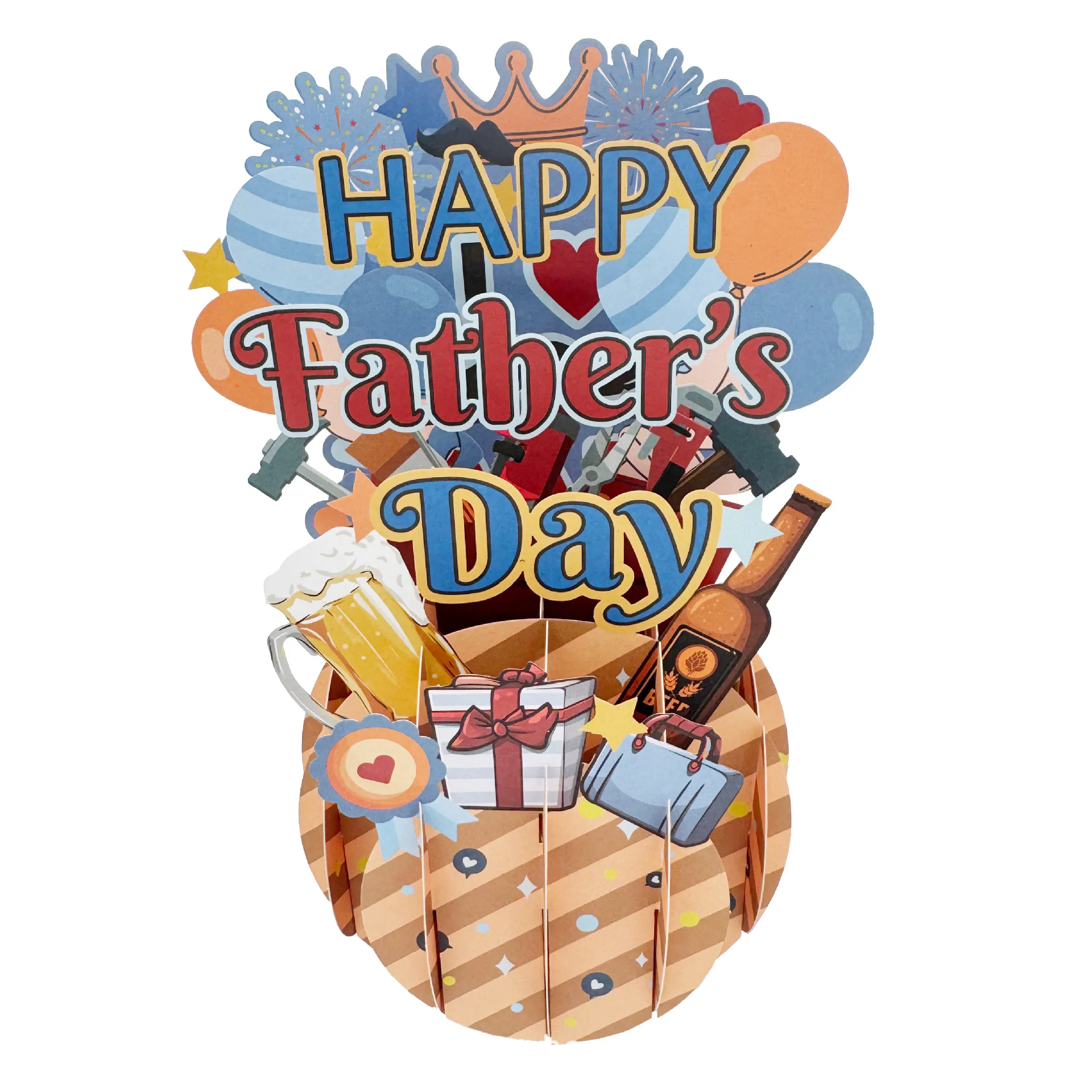

5pcs New 2025 Father's Day Greeting Card Ball Base 3D Ornament Father's Day Blessing Card With Envelope Gift for Father