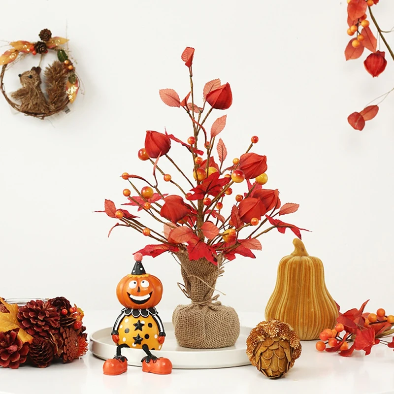 NEW-Mini Maple Ornaments Plastic Artificial Flower Home Furnishing Soft-Mounted Desktop Ornament