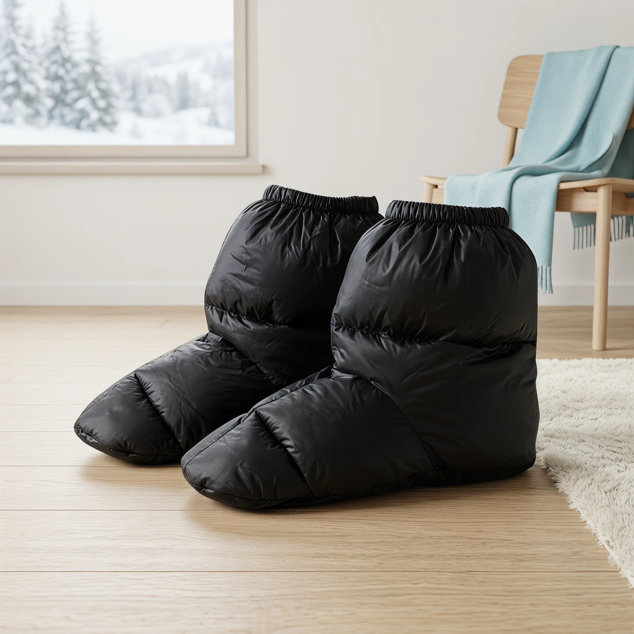 2 Pieces Duck Down Booties Socks Slippers Boots Covers Keep Warm Gear Skin Friendly Cozy Warmers Overshoes Outdoor