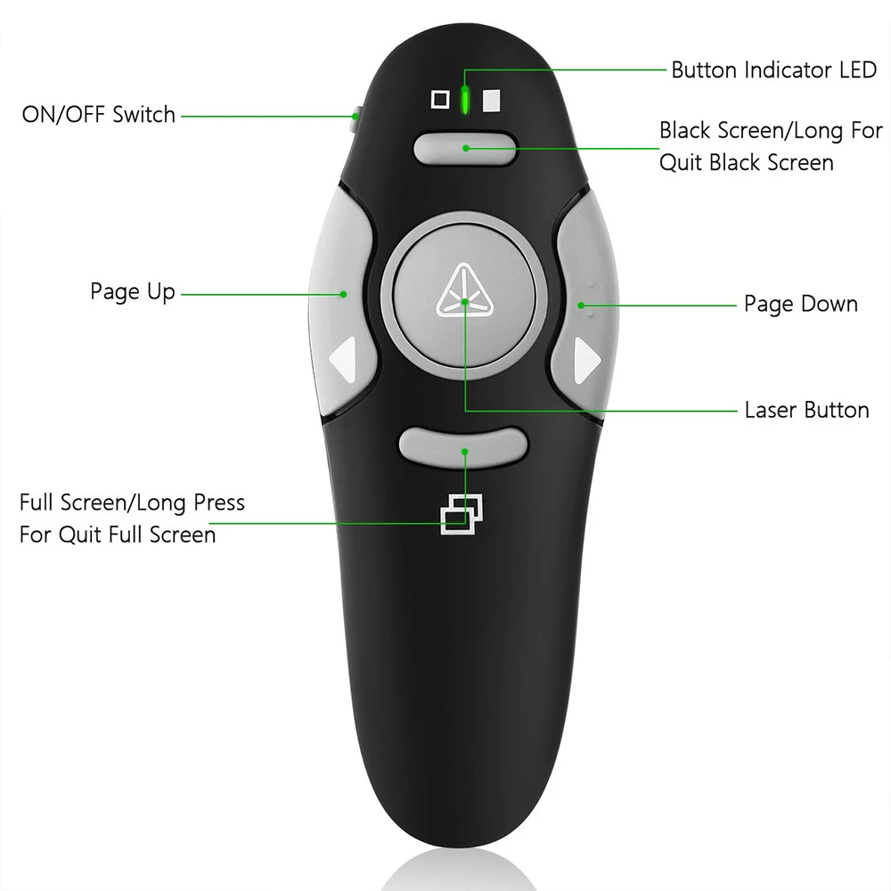 Powerpoint Presentation 2.4GHz Wireless USB PPT Flip Pen Pointer Clicker Presenter with Red Light Remote Control for Teacher