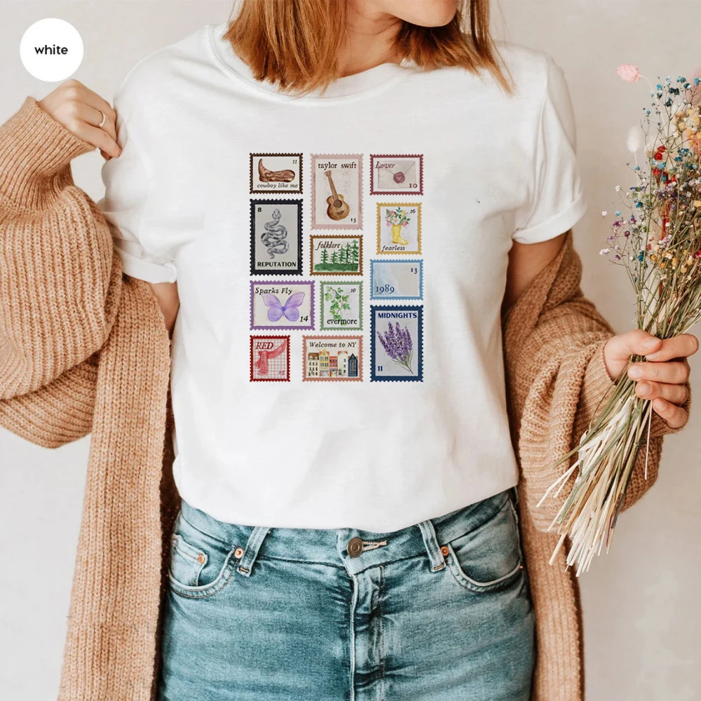 Music Albums Stamps TOP Fashion Aesthetic Pattern Music T-shirts Taylor Album Inspiration Postal Stamps Watercolor Stamps merch