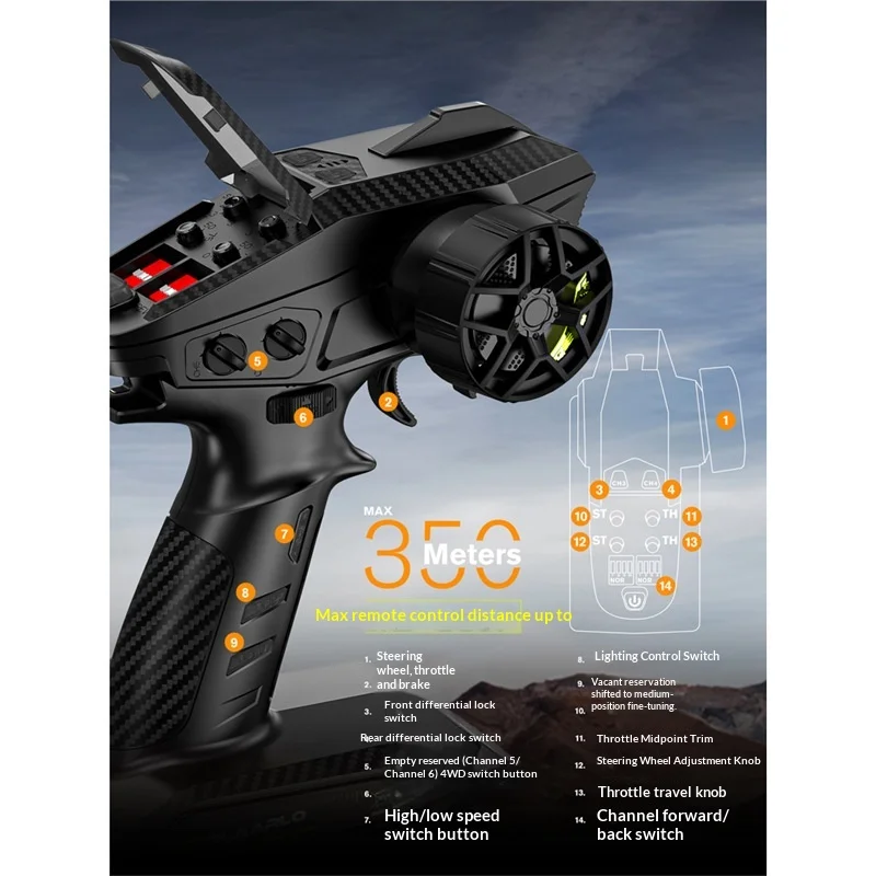 LeiLuo TK07 1/7 RC Rock Crawler telecomandato camion elettrico 4WD fuoristrada con differenziale di trasmissione