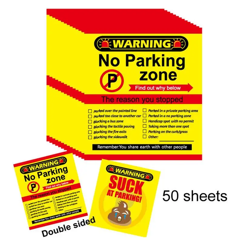 بطاقات ركن السيارة السيئة 50 قطعة تذكرة ركن السيارة المضحكة المزحة لوازم الأعمال علامات التحذير للرجال والنساء الأسرة عيد الميلاد