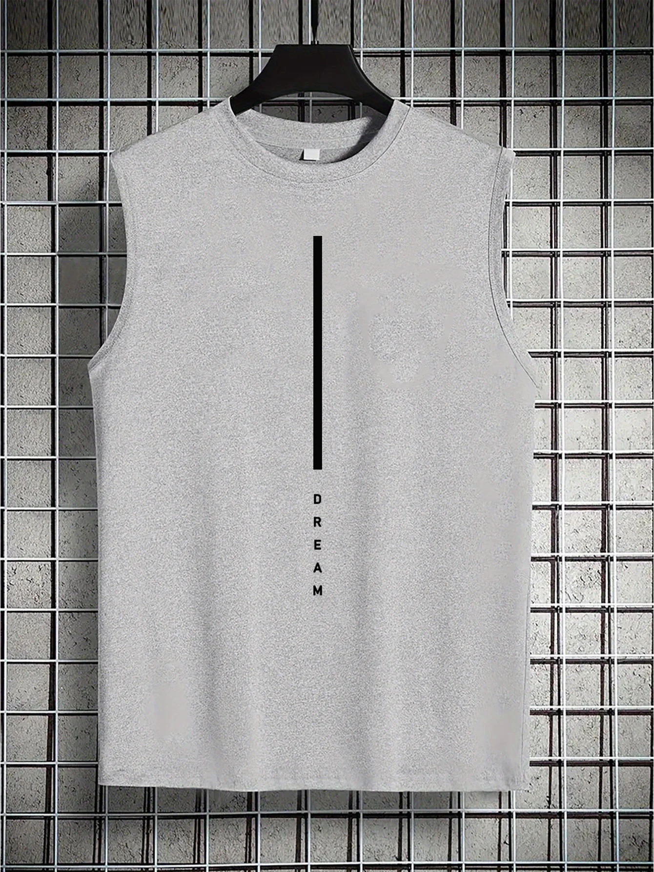 Men's Summer Leisure Sports Fitness Loose DREAM Letter Printed Comfortable Breathable Round Neck Sleeveless Tank Top