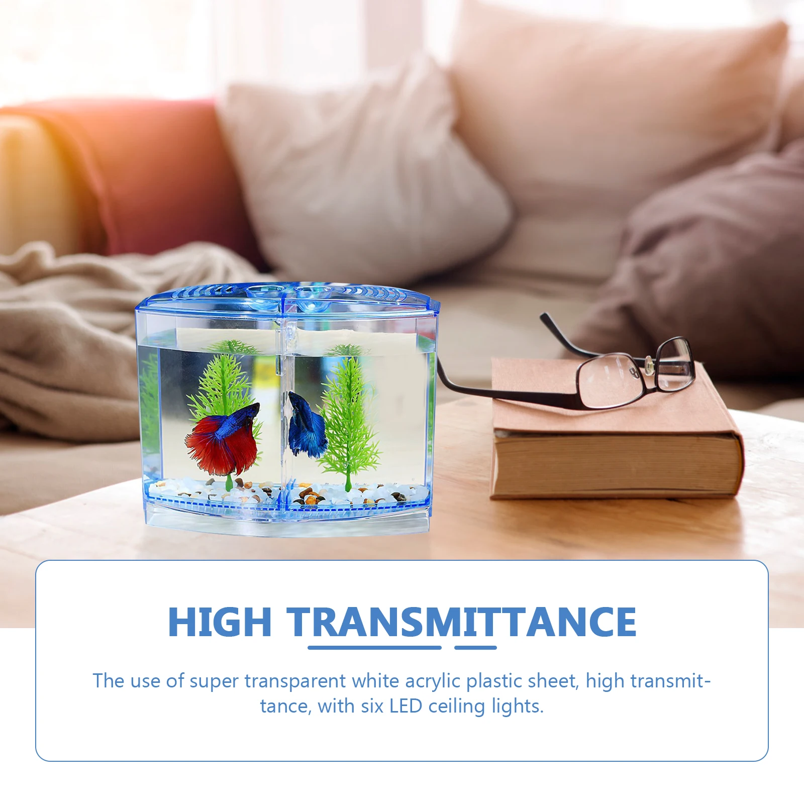 

1Set Landscape Fish Tank Clear Aquarium Easy Clean Storage for Home Decor Mini Fish Tank Goldfish Container Desktop Aquarium