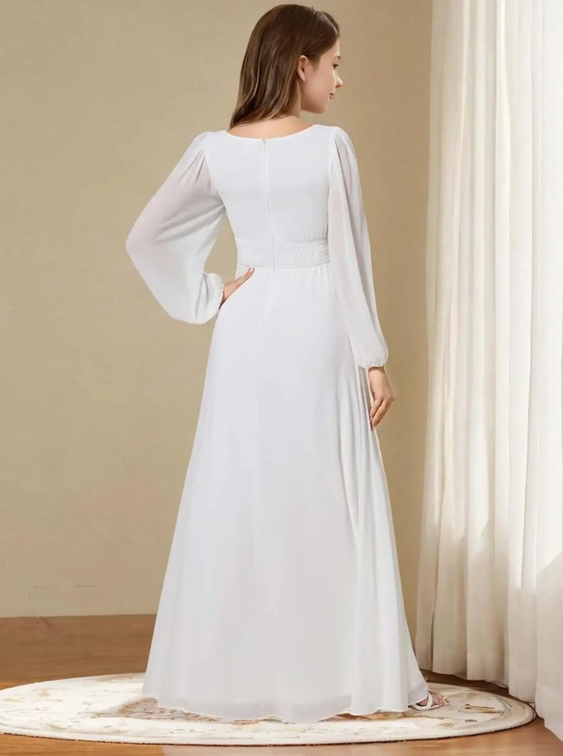 A라인 주니어 브라이드메이드 드레스 긴 소매 소녀 정장 플라워 걸 드레스 첫 영성체 드레스 소녀 드레스