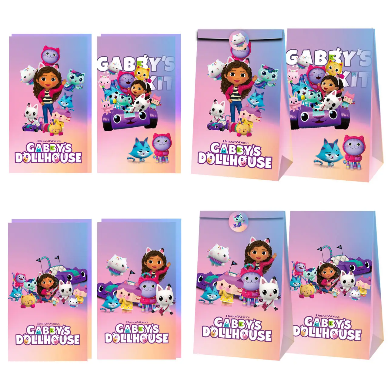 12/36Pcs Gabby Dollhouse Cats Gift Bag Candy Loot Bag Party Festival Event Cartoon Birthday Decoration Favor Party Supplies
