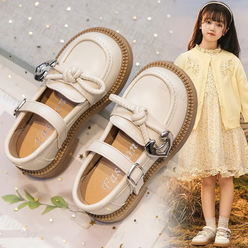 

Girls Princess Shoes 2025 Autumn Children Fashion Casual Leather Shoes Bow-knot Classic British Style Vintage Retro Mary Jane
