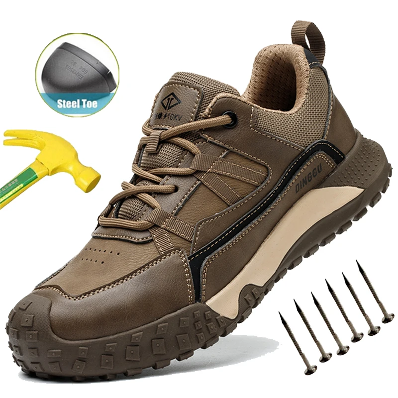 

Men's Safety Boots Steel Toe Work Boots Anti-smash Anti-Punctur Breathable Construction Work Shoes for Outdoor Workshop 41-46
