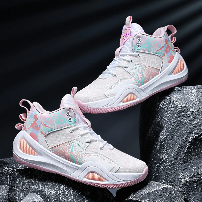 

Модная и красочная универсальная мужская спортивная обувь, спортивная обувь больших размеров с высоким берцем, новые противоскользящие баскетбольные кроссовки 2025 года