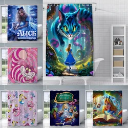 Shower Alice in Wonderland Curtain Waterproof Polyester Fabric Paint Colorful Bath Curtains Home Bathroom Decor With Hook