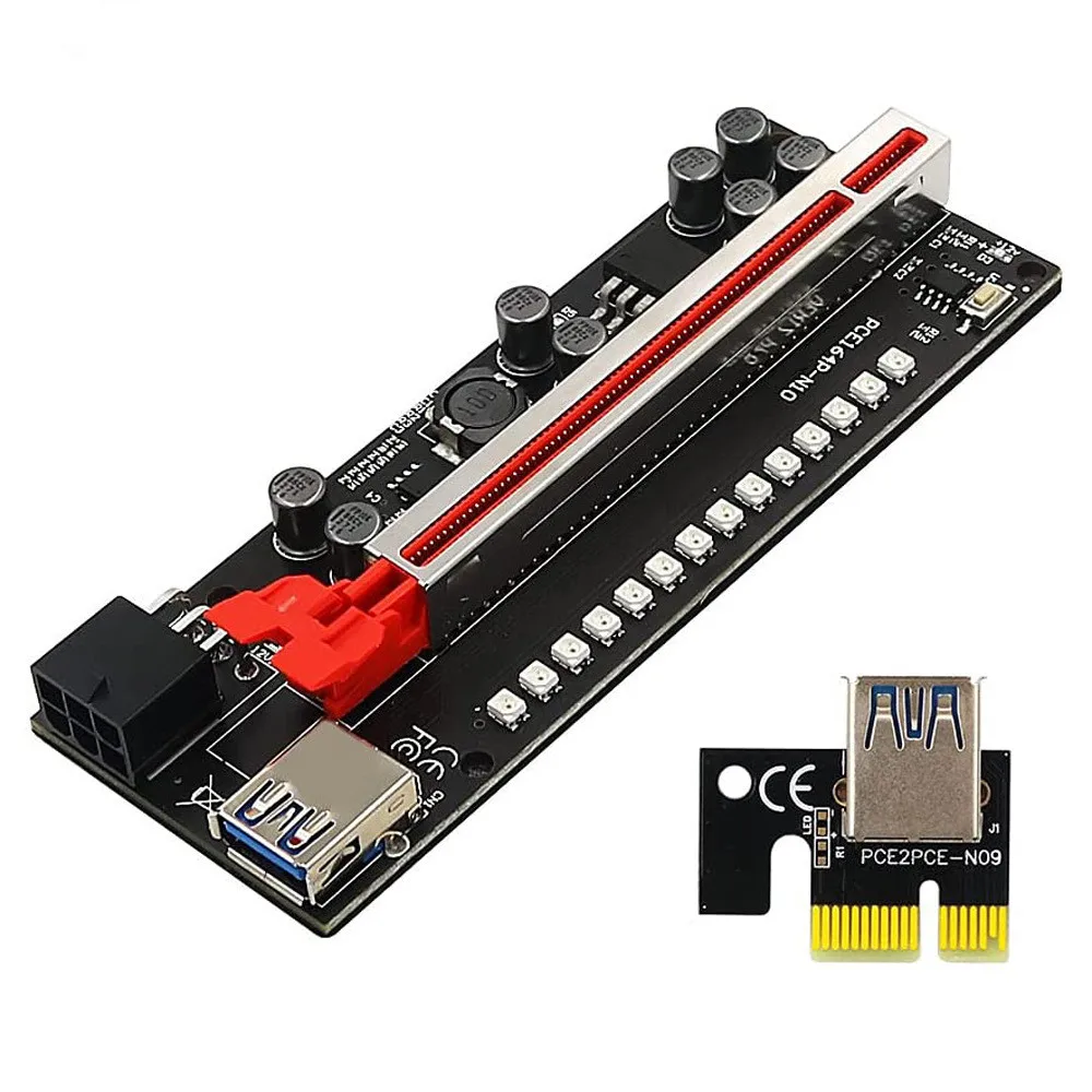 Nowa wersja V011PROPlus 1X PCI-E X16 PCIE Riser GPU 6Pin Adapter Cable USB3.0 PCI Express Extension Riser Card