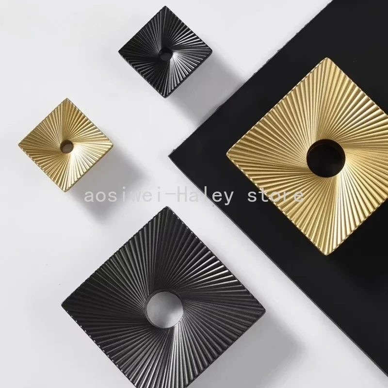 Square Line Pattern Small Handle Wardrobe Shoe Kitchen Cabinet Handles Gold Gray Drawer Minimalist Knob Furniture Hardware