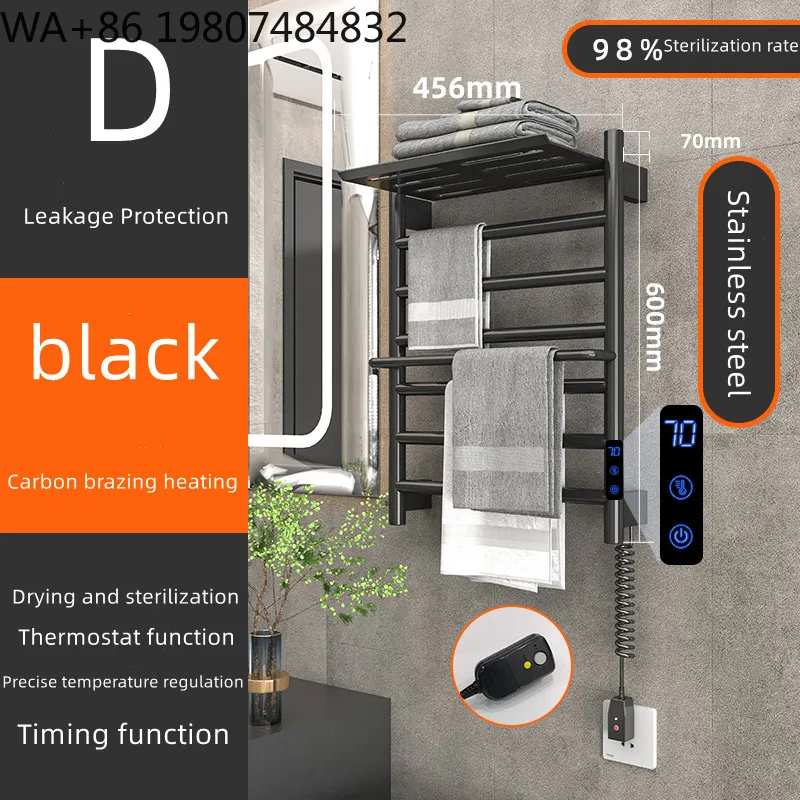 3 Bars SUS304 Stainless Steel Constant Warm Towel Shelf Wall Mount Digital Timing Drying Rail Hotel Washroom Storage Fixture