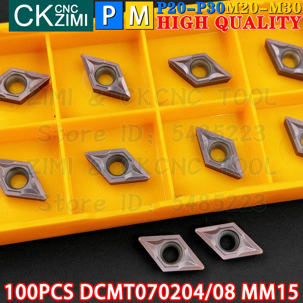 100P DCMT070204 DCMT070208 MM15 Carbide Inserts External Turning Inserts Tools DCMT 0702 CNC Mechanical Metal Lathe Cutting Tool