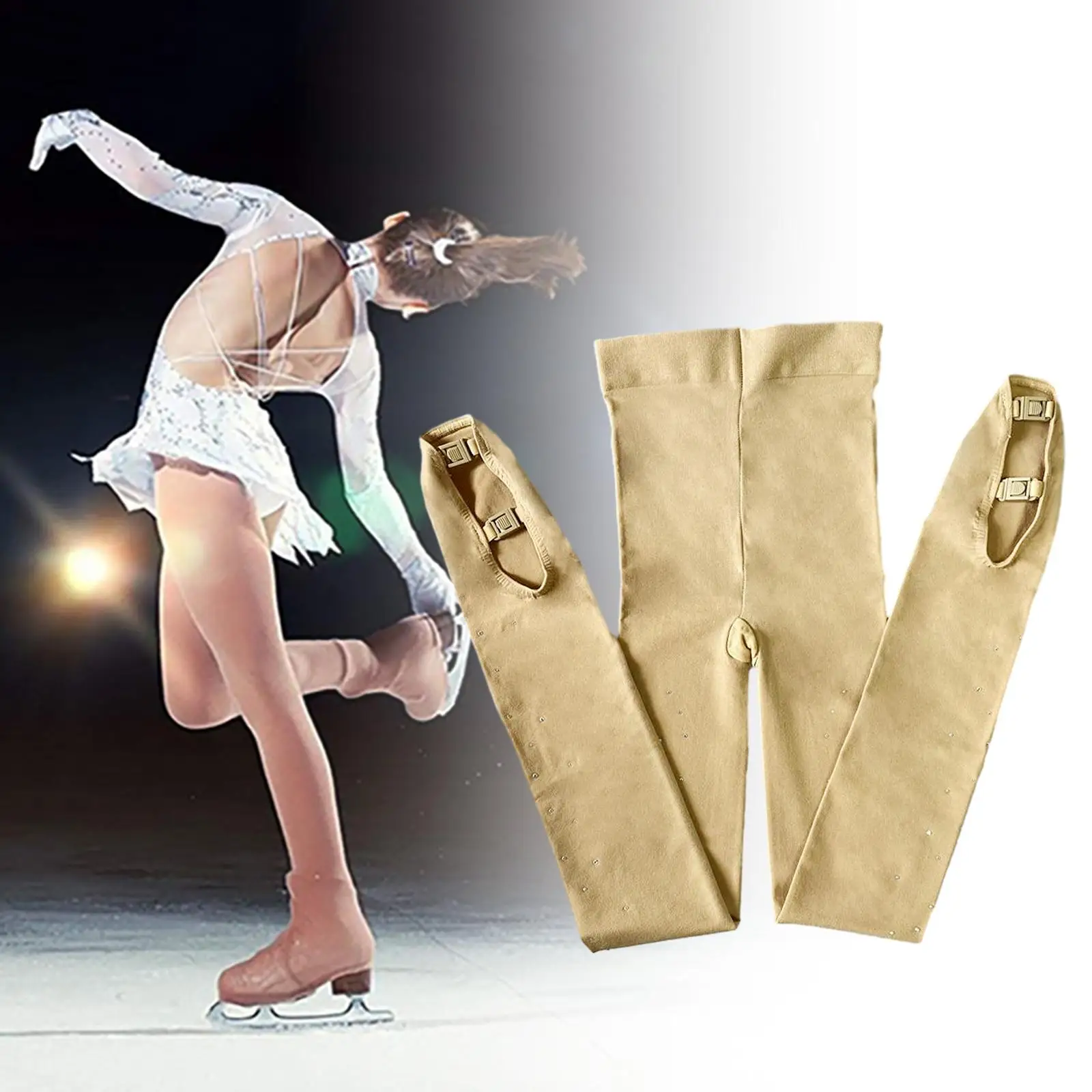 Nylon Warm Figure Skate Tights Women Rhinestone over Boot Dance Pantyhose Ice Skating Socks Girls Training Performance Wear