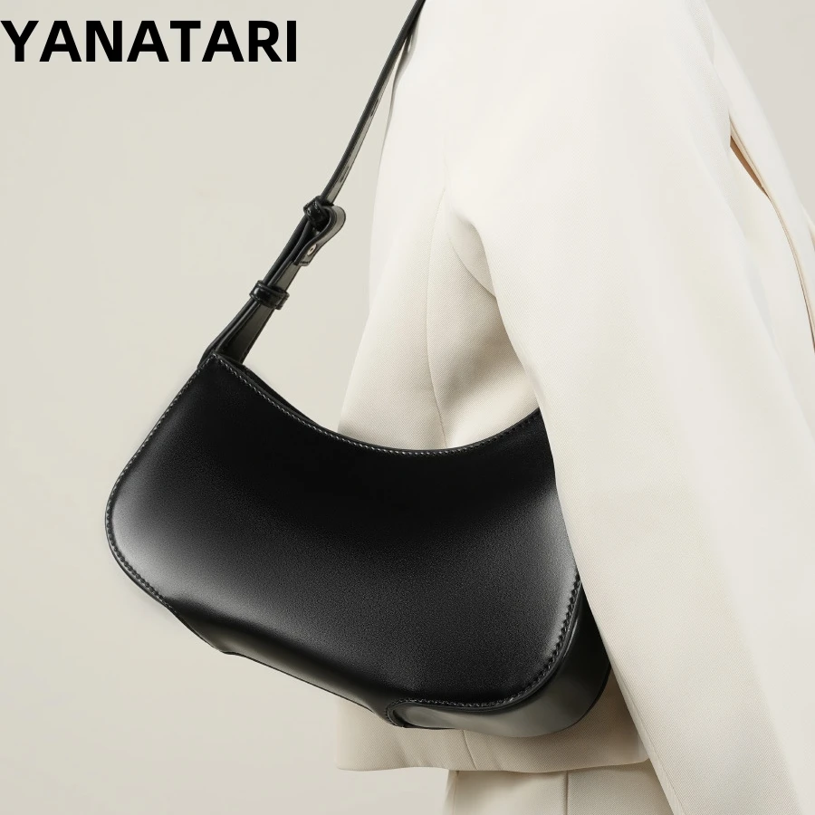 YANATARI underarm cowhide Genuine leather handbags women vintage shoulder bag female korean luxury bag high quality 2024