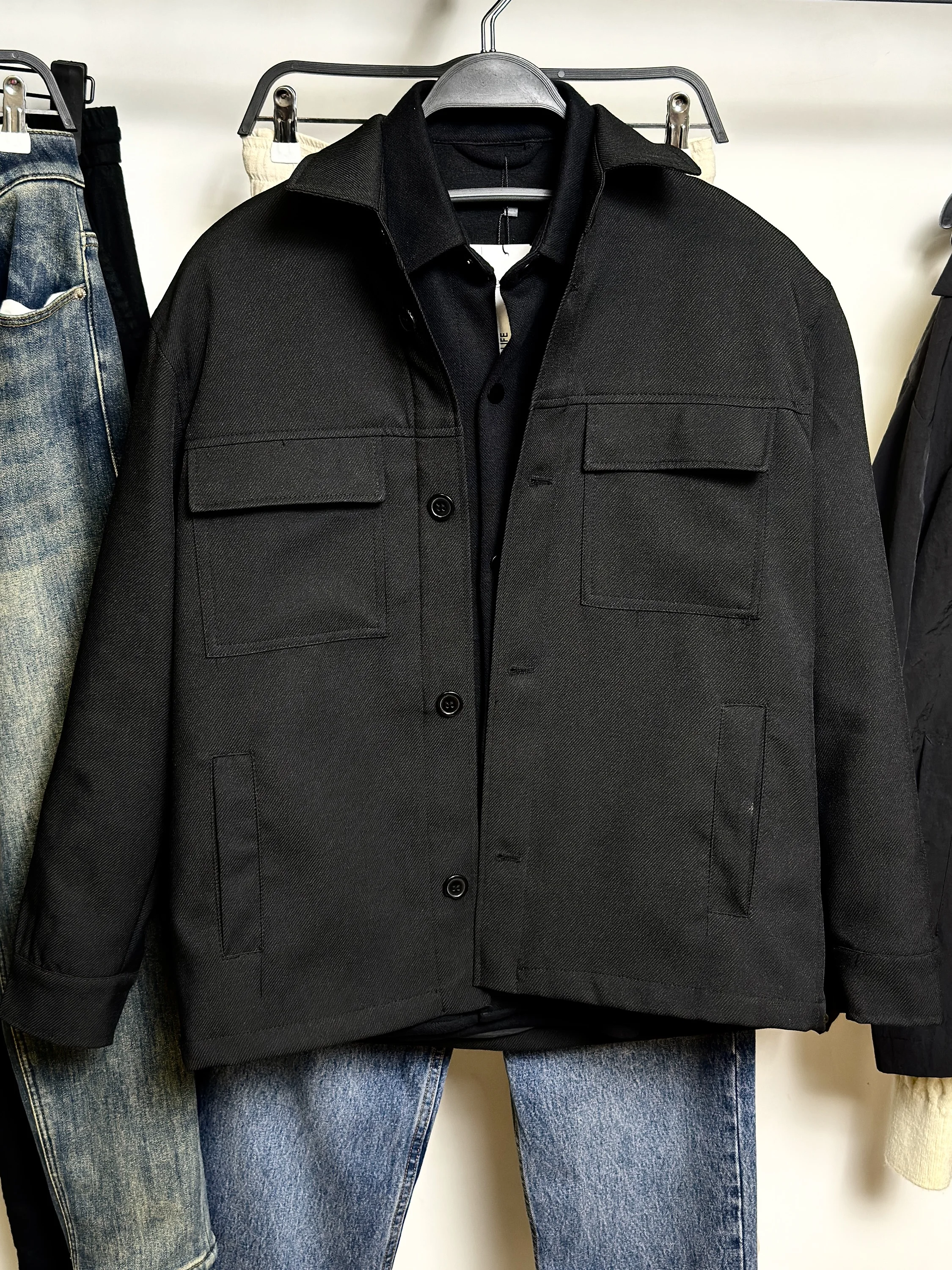 

Новая мужская рабочая одежда весна: тонкая рубашка-поло из смесового полиэстера и хлопка с текстурным дизайном для активного отдыха, на пуговицах, с длинным рукавом