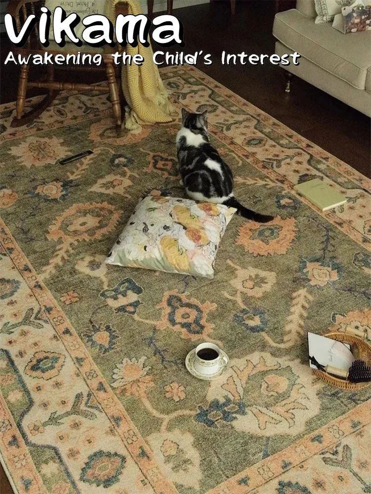 

ВИКАМА КЛАССИЧЕСКИЙ СТИЛЬ ULTRA FINE YARN RUG - Французский винтажный коврик для гостиной, который можно стирать в машине, нескользящие прикроватные коврики для дома