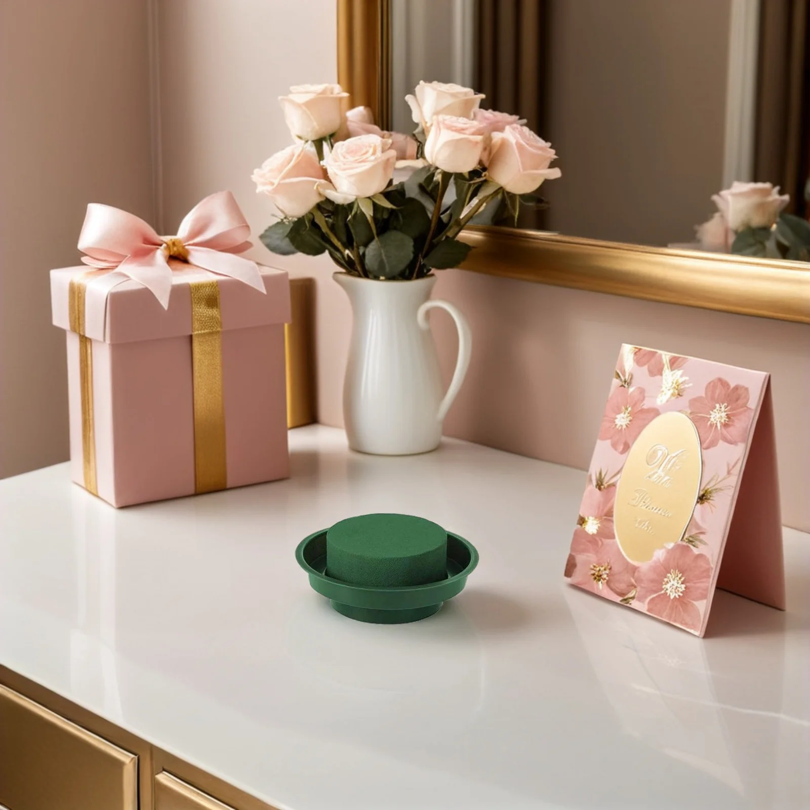 

8Pcs Green DIY Floral Foam Rounds in Bowls for Fresh Flower Arrangements Wedding Aisle Decorations High Water Retention