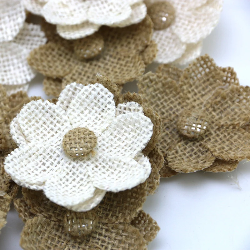 

Jute Coarse Linen Artificial Flower, Retro Style Clothing, Home Decoration, Party Craft Accessories Handicrafts 10 PCs/Bag, 6cm