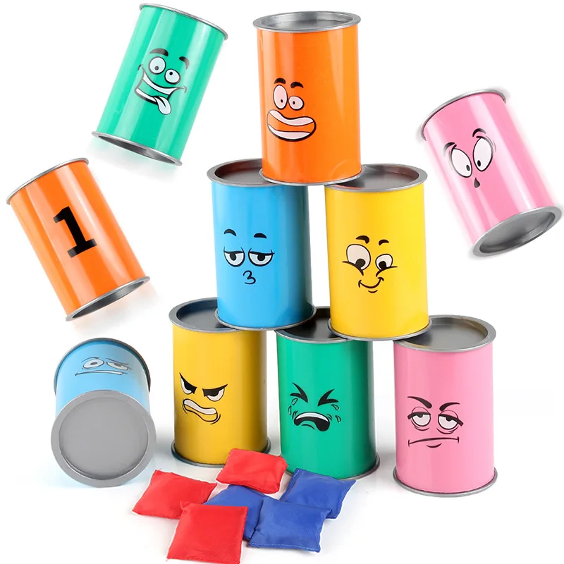 Children Throwing Sandbag Cans Toys Set Kids Sandbag Toss Knockdown Casual Battle Games Party Parent-child Interactive Game Toys