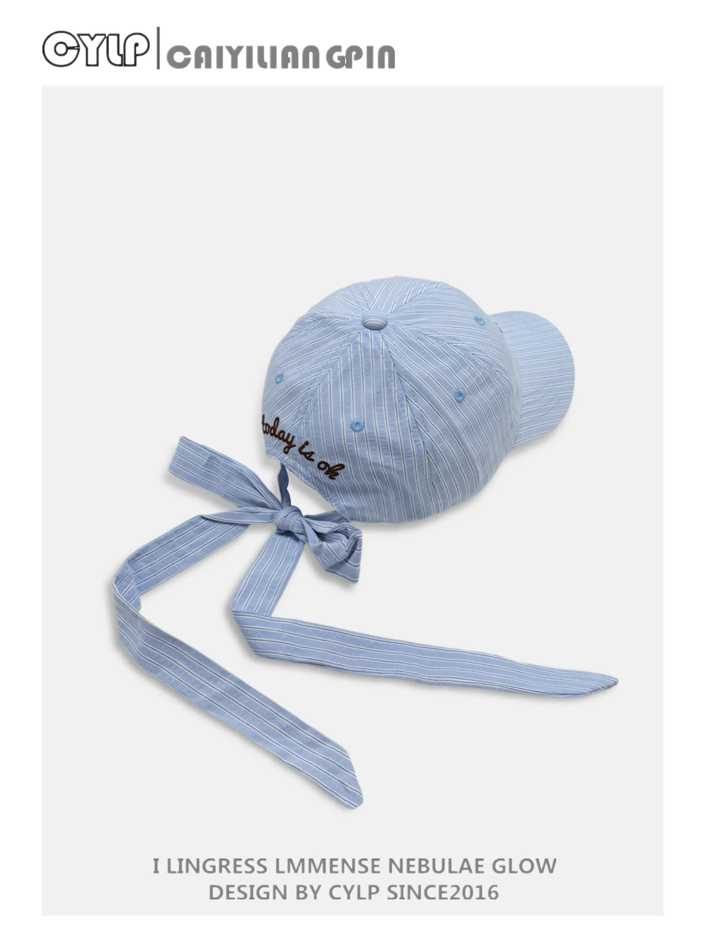 Striped letter embroidered baseball cap - women's spring/summer new arrival - sun visor duckbill cap