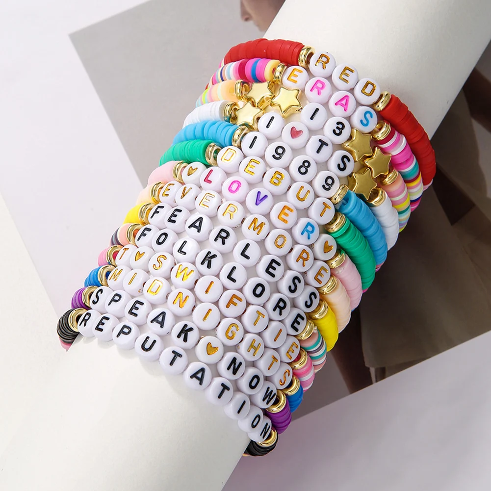 11/14 PCS Colorful Friendship Bracelets for Taylor Swift Fans Album Bracelets Letter Beads Bracelet for Tween Girl Party Favors