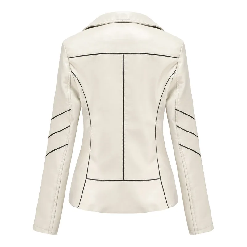 New Women's Slim Fit Short Trendy Leather Top, Spring and Autumn Women's Fashionable Leather Jacket