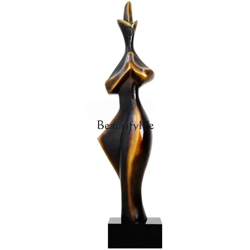 

Artwork Hotel lobby figure ornament Welcome person shape resin large floor decoration