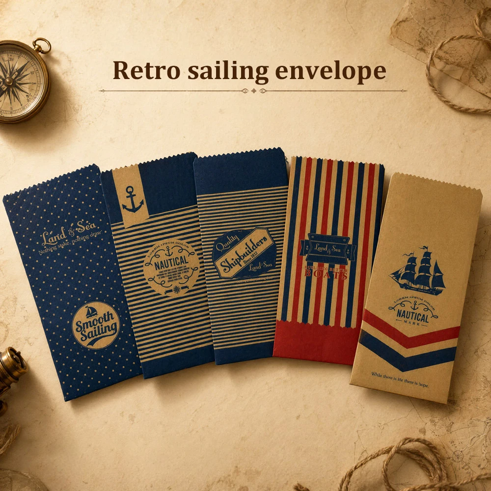 20PCS/60PCS Retro Navigation English Kraft Paper Envelope, Packaging Bag High Grade Letter, Creative Paper