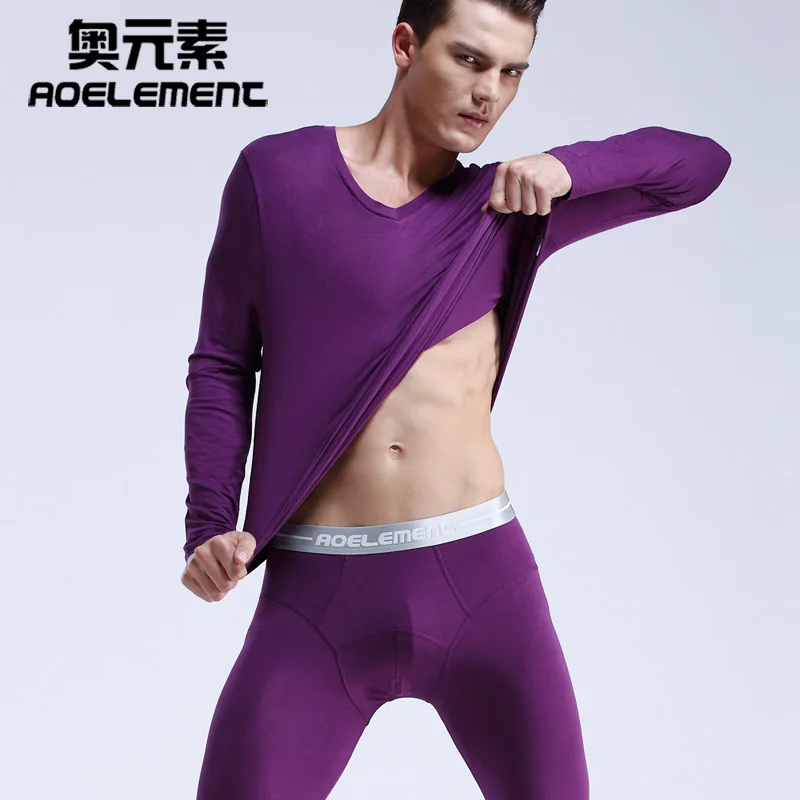 5 قطع للرجال من ملابس داخلية جونز طويلة دافئة ورقبة على شكل حرف V رفيعة ومريحة