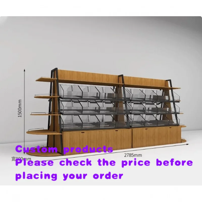 custom.Luxury Metal Wood Shelves Customized Display Stand Bakery and Cake Stores
