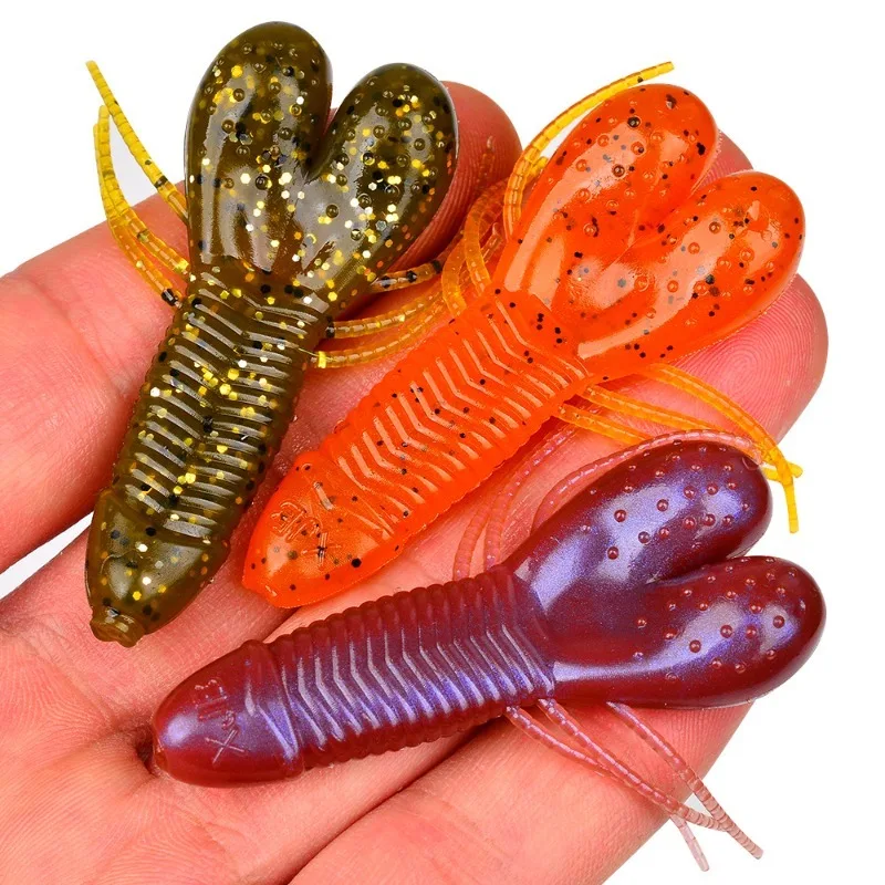 Iscas Artificiais Biomiméticas em Formato de Inseto Canelado 5CM 4G 10 Peças/Pacote, Isca Macia de Afundamento Lento Estilo Batata para Pesca de Robalo e Truta